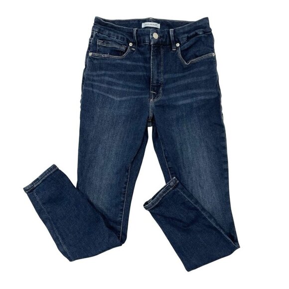 GOOD AMERICAN Good Legs Crop Jeans Stretch Denim Dark Wash size 6/28 - Picture 1 of 6